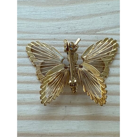 Vintage Monet Gold-Tone Butterfly Pin Brooch - Picture 2 of 5